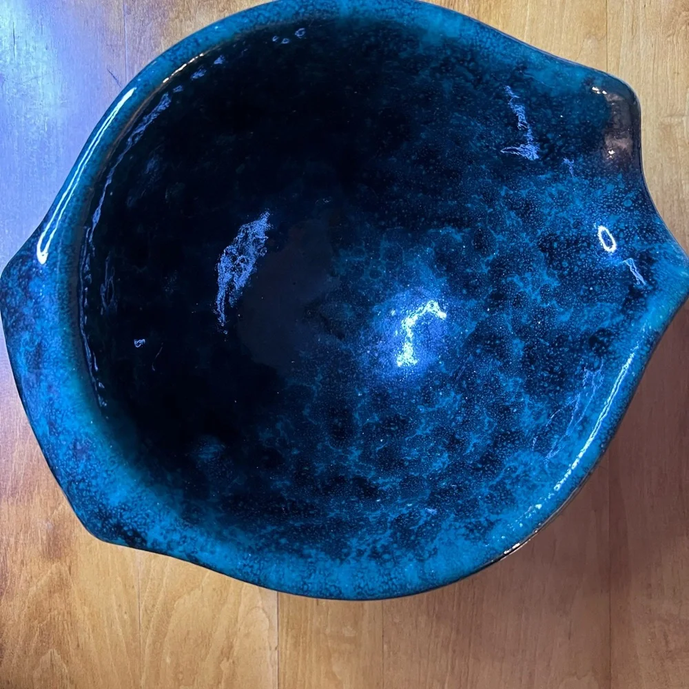 Bennington Potters Vermont 1880 Green Glazed Pottery Mixing‎ Bowl Spout Handle
